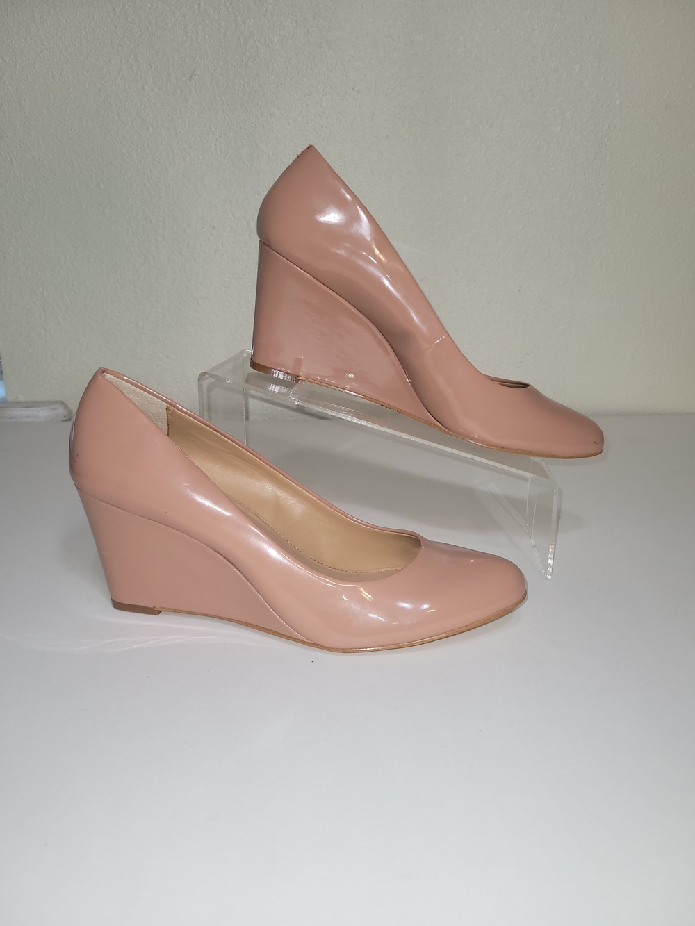 J. Crew Blush Patent Leather Nude Wedge Pumps Women Shoes Size 10.5 M